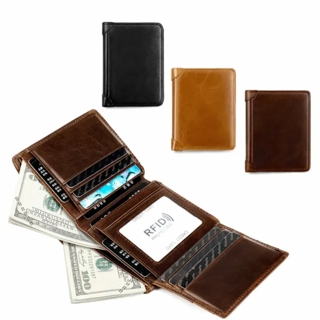 Leather Bifold Wallets for Men RFID Blocking Slim Mens ID/Credit card Wallet