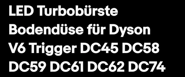LED Turbobürste Bodendüse für Dyson V6 Trigger DC45 DC58 DC59 DC61 DC62 DC74