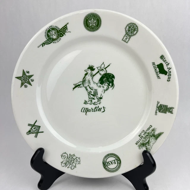 VTG 1940s Iroquois Syracuse China Salesman Sample Plate Martin’s Restaurant Ware