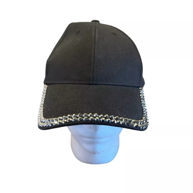 Women’s Black Rhinestone Baseball Cap NWOT Bling Craft Project Blank Adjustable