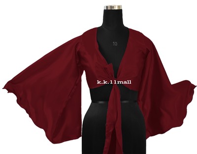 Bordeaux Danse Vêtement Bordeaux Couleur Satin Ventre Nœud Haut Ruche Wrape Tie Court S37 