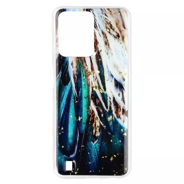 Coque Realme C31 Silicone Semi-rigide Design Plumes avec Paillettes Multicolore