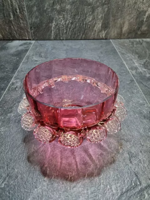 Antique Victorian Cranberry Glass Bowl 19thC beautiful bon bon dish 3