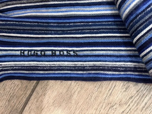 Mens Hugo Boss Blue/White Stripe Scarf