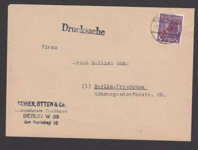 Berlin 1949  MiNr. 22 - 6Pf mit rotem Bdr.-Aufdruck Ef Druksache