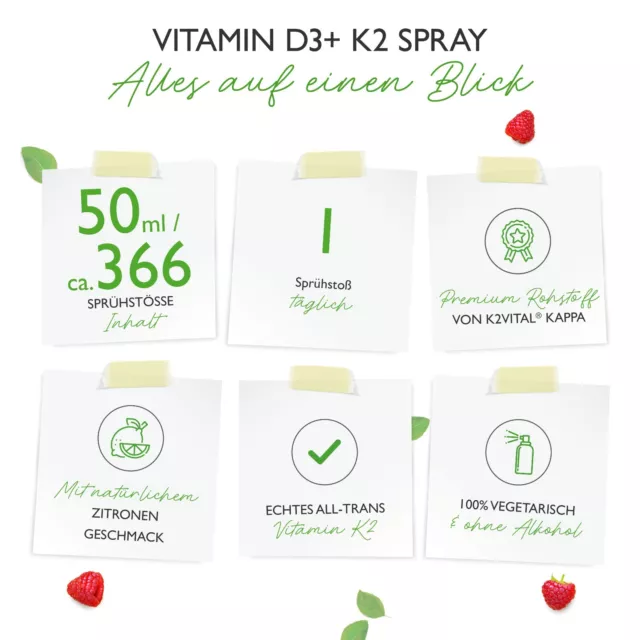 Vitamin D3 + K2 Spray = 366 Sprühstöße - 50ml MK7 - 99,7% All trans K2VITAL® 2