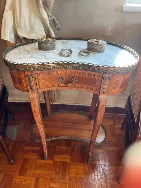 Traditional Marble Vintage Antique French Style Console Table With Drawer