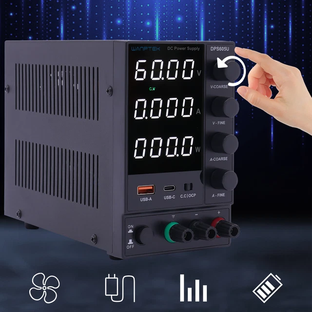 WANPTEK ADJUSTABLE DC power supply 0-60V 220V LED Digital Lab Bench ...