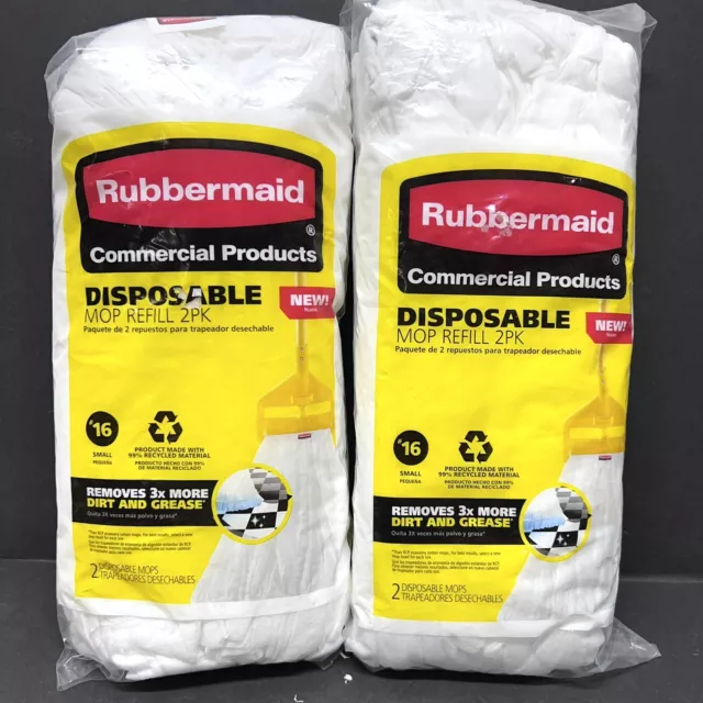 Rubbermaid #16 Disposable Cotton Replacement Mop Refill Head  2pk( 4 total)