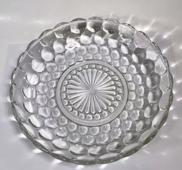 Anchor Hocking Serving Bowl Dish Bubble Pattern Round Clear Glass Vintage 8.25”