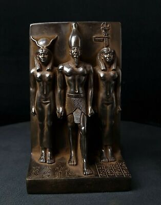Ancient Egyptian Antiques Black Statue Of Menkaure With Bat Goddess Hathor Bc