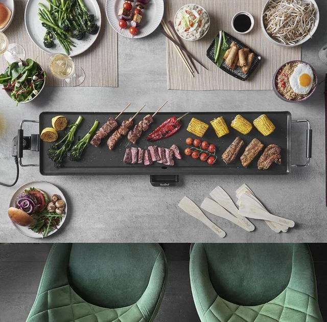 Buy Costzon35" Electric Griddle Teppanyaki Grill BBQ, Nonstick Extra Large Griddle Long Countertop Grill With Adjustable Temperature Drip Tray Indoor Outdoor Cooking Plates For Pancake Barbecue