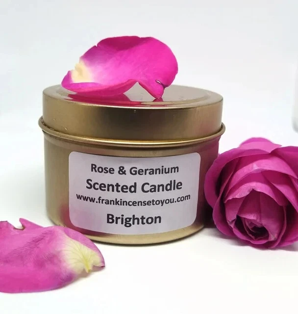 Vela perfumada rosa y geranio en una lata - 70 gramos