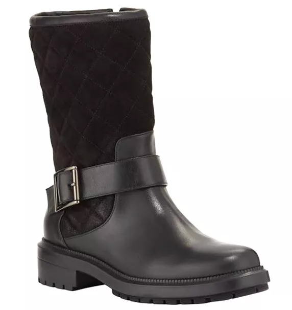 Aquatalia Lila Black Weatherproof Leather & Suede Mid Calf Boots NIB $525 Sz 10