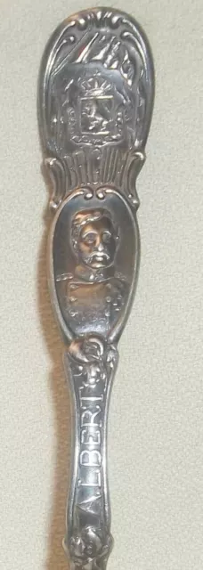 KING ALBERT ~  Souvenir Spoon ~BELGIUM ~  CREST  ~ GREAT DETAIL ~ NEAT # A88