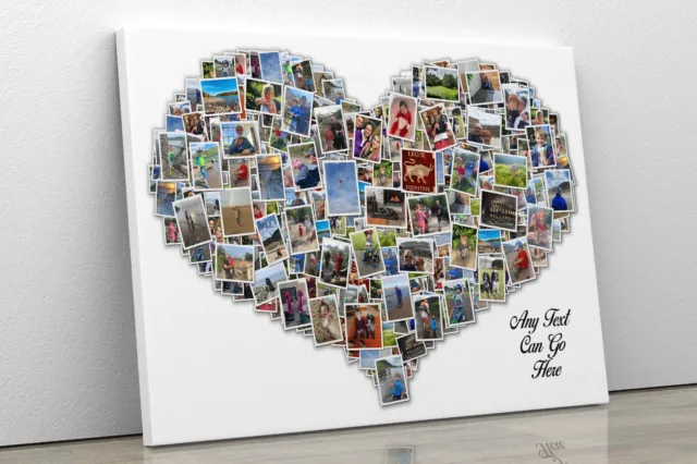 Heart Canvas Collage Personalised Photo Frame Picture Art Print Birthday Gift 2