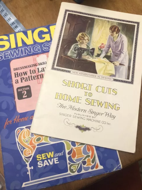 VTG “Short Cuts to Home Sewing” Booklet Singer Sewing Machine c1938 & 1972 Book