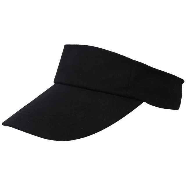Cappello Sole Semplice Visiera Colori Sport Tennis Spiaggia Regolabile Uomo Donna-Nero Y9F3