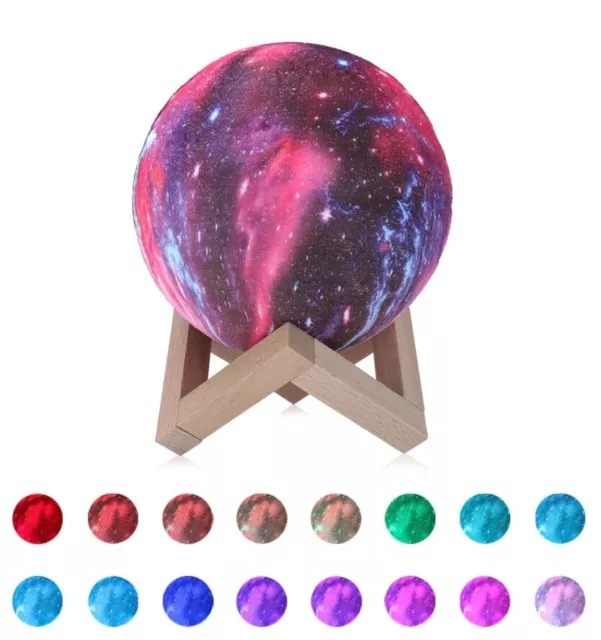 Lampada Forma Luna 3D Luce Usb Rgb Notte Buio Touch Sensore Comodino Luce