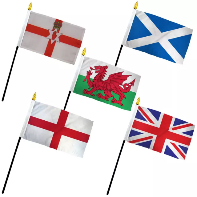 Set of 5 United Kingdom Flags Set of UK Flags 4x6in Desk Flags