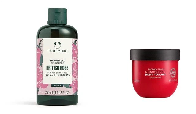 The Body Shop British Rosa Doccia Gel250 ML + Yogurt Fragola Crema 200ml