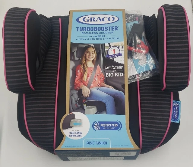 Graco Backless Booster Car Seat - Black / Pink Rosie's Fashion 40lbs - 100lbs