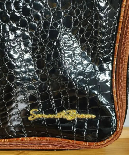 Samantha Brown Crocodile Embossed Jewelry Cosmetic Clutch Bag Black NWOT 4