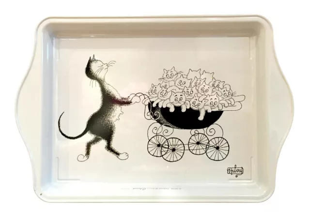 Dubout Cats - The Pram Metal Scatter Tray Servish Dish Plate (Famille Nombreuse)