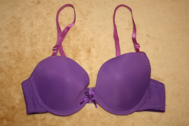 Dark Purple 32 B Bra with shiny bow in the middle of the cups