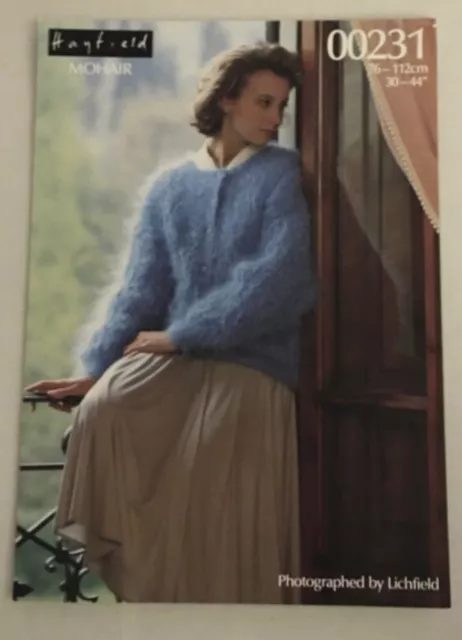 00231 Hayfield Damas Lujo Mohair Cardigan Fluo 30 a 44 Busto Tejido