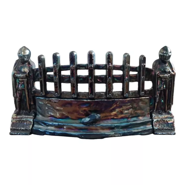 Fire Place Vintage Fret Guard & Old Dampener Dust Grill Grate Knights CAST IRON