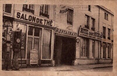 France Sainte Menehould Marne Hotel Saint-Nicolas Garage Vintage Postcard B78