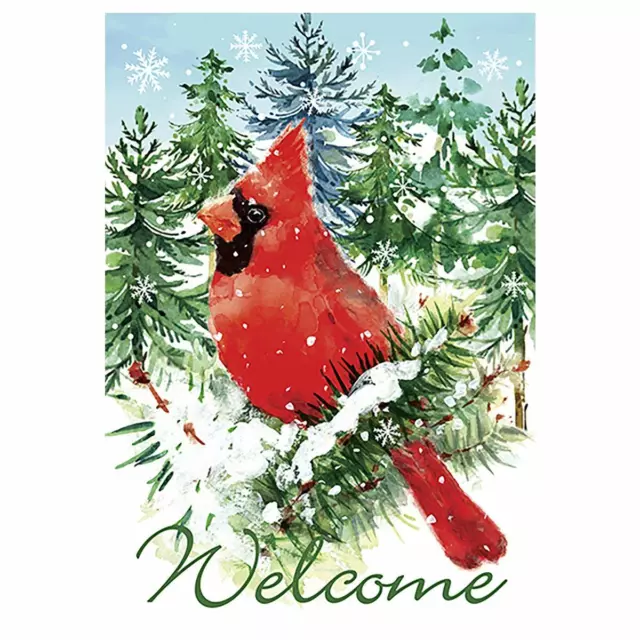 Morigins Welcome Cardinals Double Sided Winter Snow Christmas Garden Flag