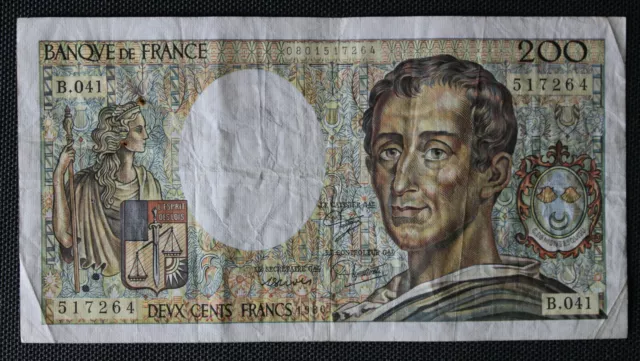 France - Francia - French note - Billet de 200 Francs Montesquieu de 1986