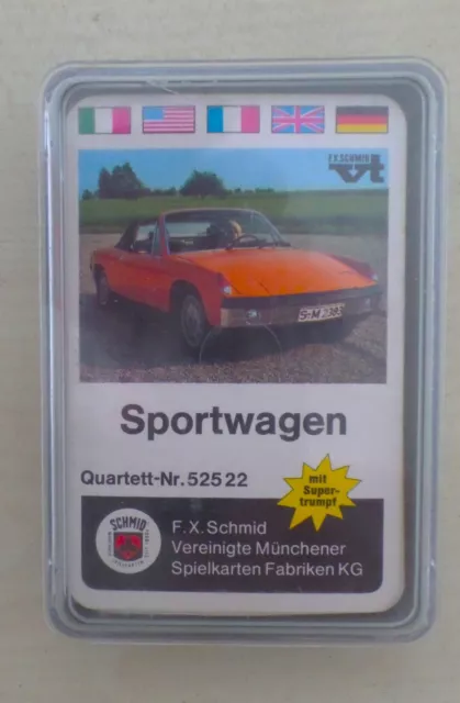 Quartett - Kartenspiel Sportwagen 70er Jahre Nr. 525 22 F.X. Schmid kpl. OVP