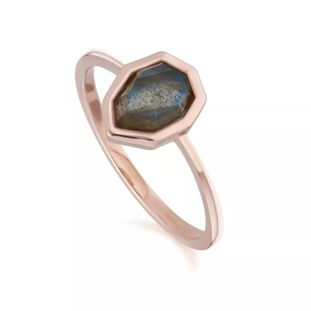 Bague en Labradorite Gemme B irrégulière en argent sterling plaqué or rose