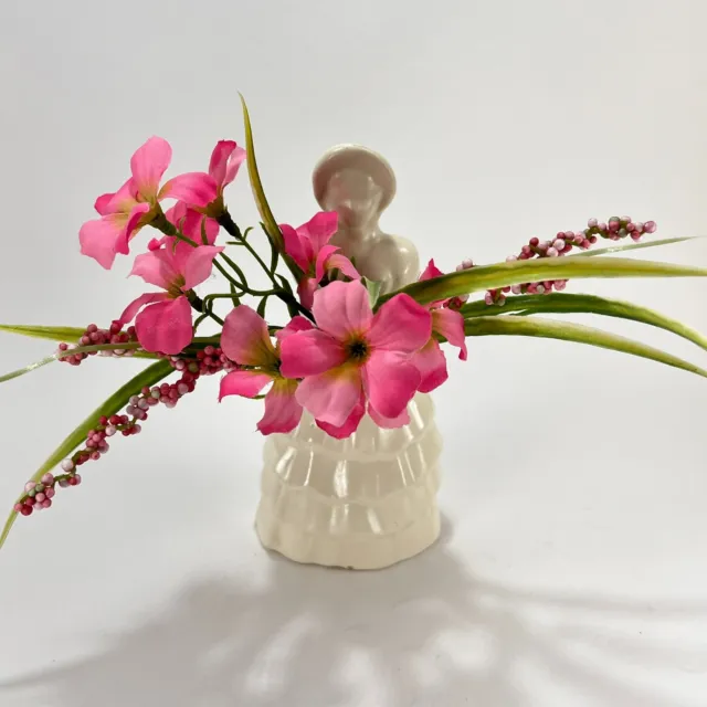 Vintage Haeger Pottery Southern Belle Flower Girl 1005 Matte White Vase 1940's