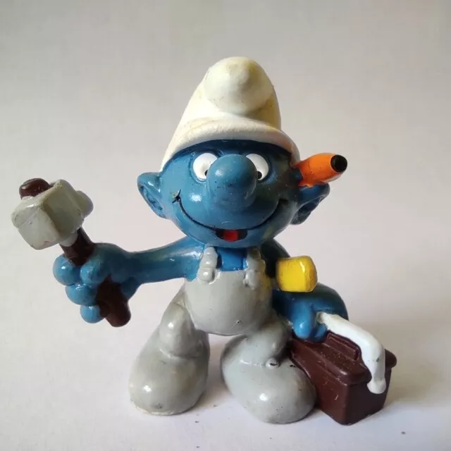 Puffo Operaio con attrezzi Smurf Super Puffo -1982 Peyo - Made in Germany