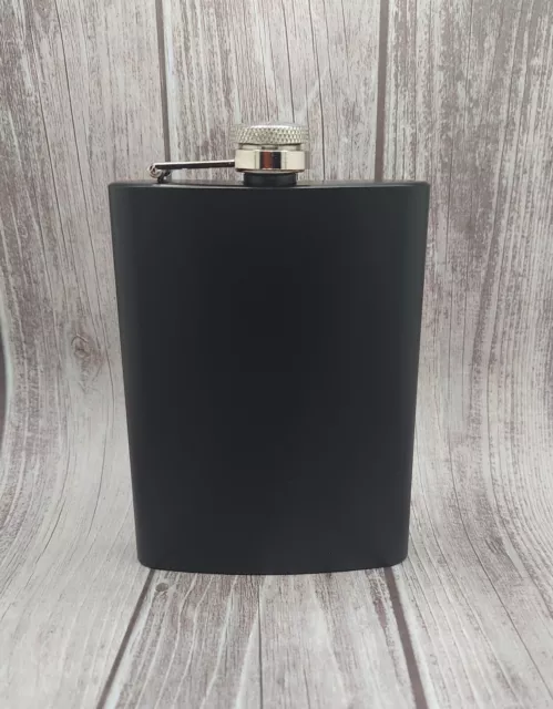 Black Stainless Hip Flask 8 oz. Includes FREE Funnel