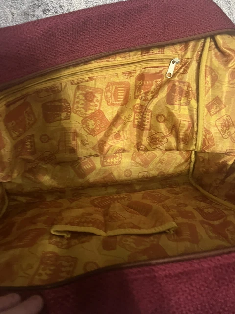 Samantha Brown Cranberry Tweed Croc Embossed Luggage Carry On Shoulder Bag 3