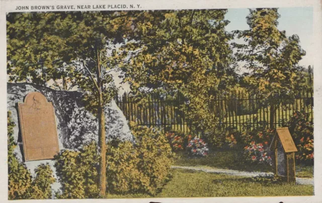 John Brown's Grave Near Lake Placid New York Vintage White Border Post Card