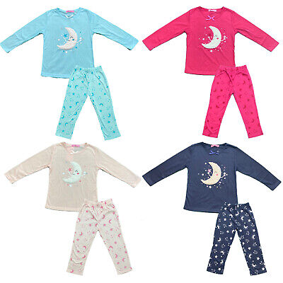 Baby Girls Kids Pyjamas Long Sleeve Top Bottom Set Nightwear PJs Printed