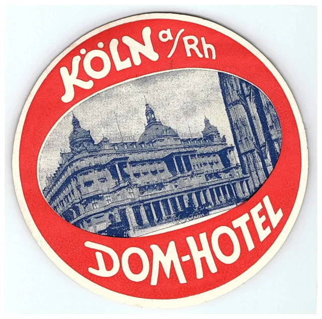 c1920s-30s Koln a/Rh Dom Hotel Luggage Label Sticker Horse & Buggy Germany