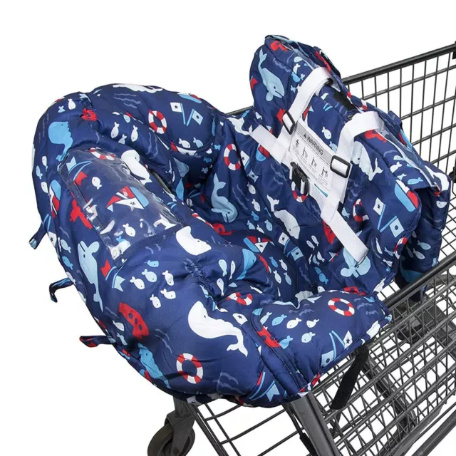 2-in-1 Shopping Cart Cover for Baby Grocery Cart Seat and High Chair Cover Whale