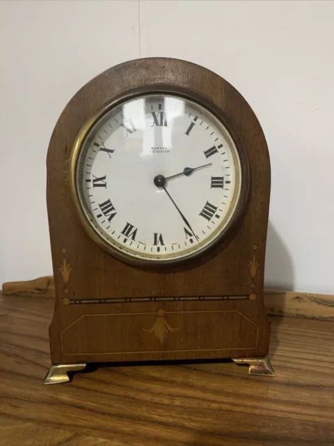 Antique Inlaid French Mahogany Mantle Clock - Fully Working