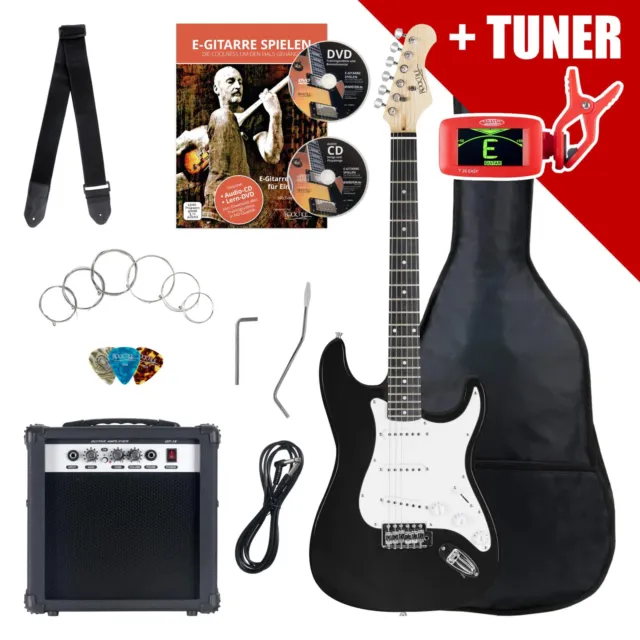 E-Gitarre Komplett Set Verstärker Amplifier Stimmgerät Tuner Gigbag Tasche Gurt