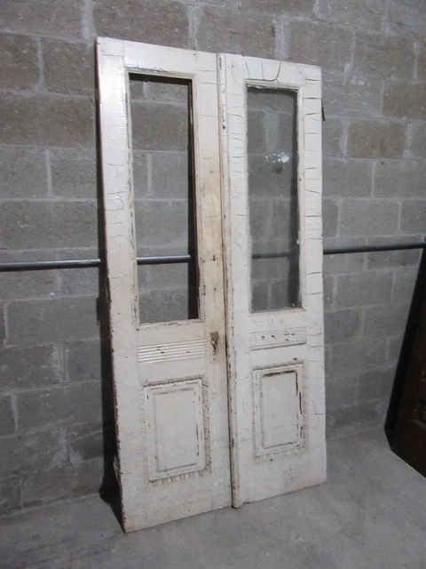 ~ ANTIQUE DOUBLE ENTRANCE FRENCH DOORS ~ 41 x 81 ~ ARCHITECTURAL SALVAGE 2