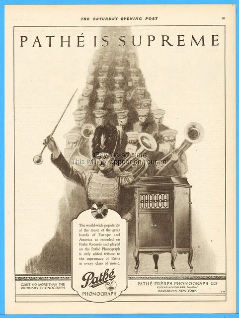 1920 Pathe Freres Phonograph Co Brooklyn NY Supreme Marching Band Music Ad