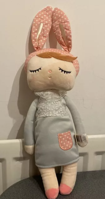 Sleeping Girl Bunny Rabbit Ears Angela Baby Rag Doll Metoo Soft Plush Toy 16"