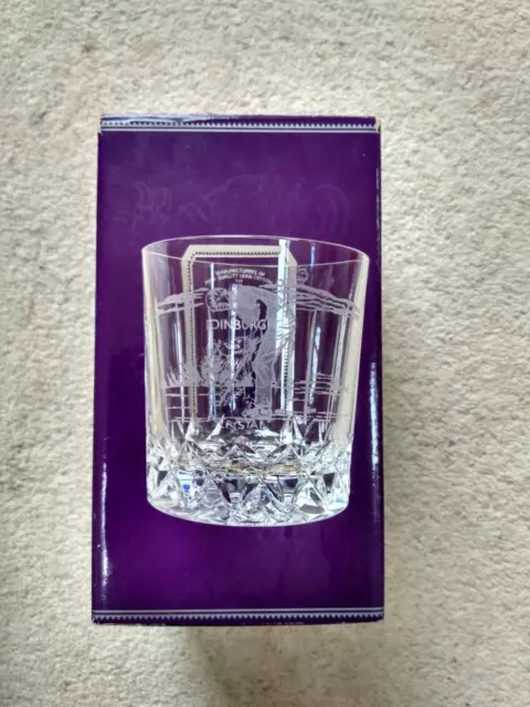 Vintage Edinburgh Crystal Whisky Glass Golfer Putting. Brand New - Original Box